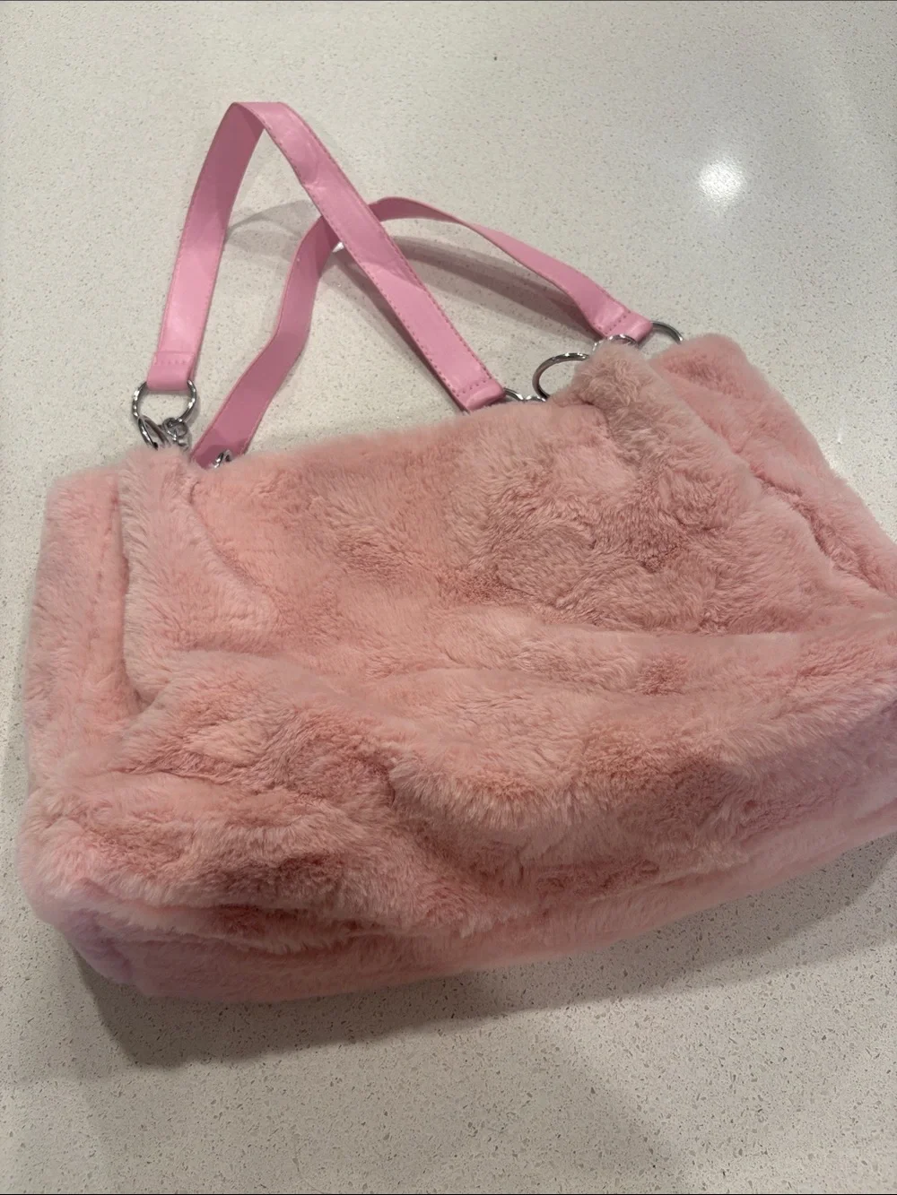 Pink Faux Fur Shoulder Bag